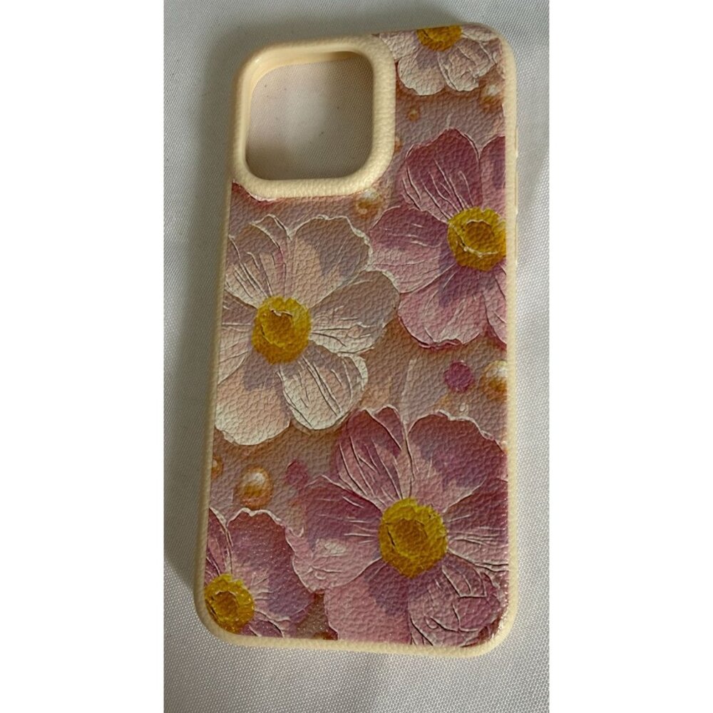 iPhone 14 Pro Max+/iphone15 Pro Max Plastic Case Artsy Floral Canvas Design